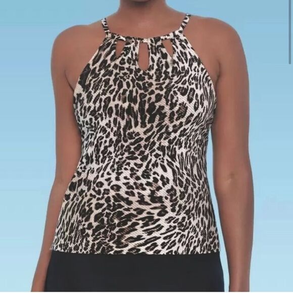 Dreamsuit by Miracle Brands Leopard Print Slimming Flowy Tankini Swim Top 8 NEW! - Picture 8 of 8